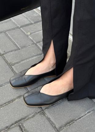 Балетки женские кожаные черные