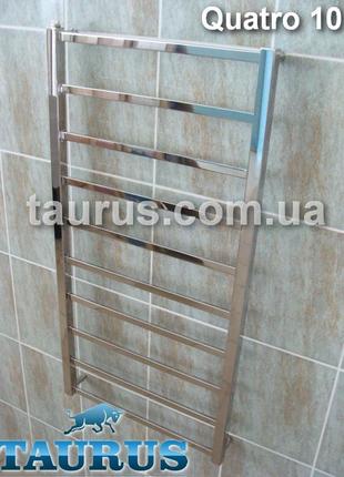 Комбинированный полотенцесушитель (вода + электро) quatro 10/1050х450 из плоской нержавеющей стали