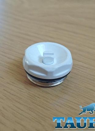 Белый кран маевского плоский thermopulse white 1/2" под отвёртку. клапан для развоздушивания полотенцесушителя
