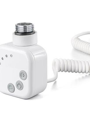 Квадратный тэн heatq white с регулятором 30-60c для полотенцесушителей с таймером 2 ч. + led; поворотный; 1/2"