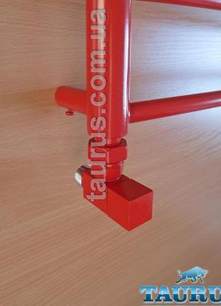 Красный угловой кран thermopulse cube red квадратной формы 24x24 для полотенцесушителей 1/2"