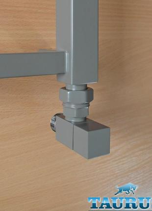 Серый угловой кран cube gray квадратной формы для полотенцесушителей 1/2. thermopulse украина