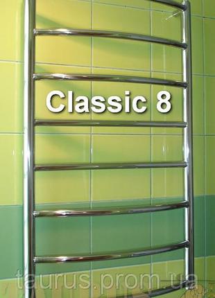 Вузька сушарка для рушників із нержавіючої сталі classic 8/850х400 мм із круглою дугоподібною та прямою трубою d20. taurus