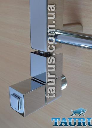 Дизайнерский квадратный угловой кран sergio ottinetti cube chrome (италия) для полотенцесушителей. 1/2" хром