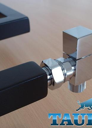 Кран угловой квадратной формы thermopulse cube chrome 1/2 для полотенцесушителей. плоский дизайн