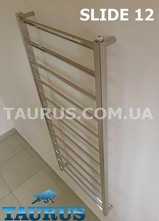 Дизайнерский полотенцесушитель slide 12/1250х450. водяной, электро, гибридный. развёрнутые перемычки