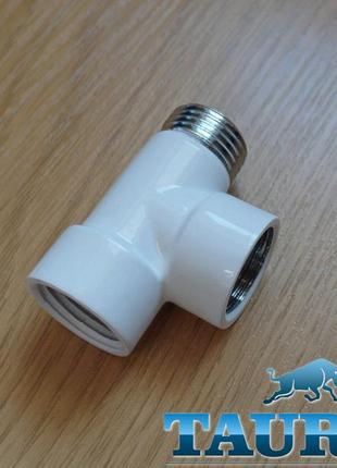 Белый тройник thermopulse white 1/2" для комбинированных полотенцесушителей (водяное + электрический тэн)