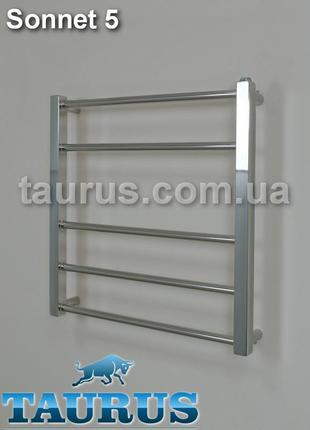 Узкий полотенцесушитель sonnet 5/450х400 из н/ж: круглая перемычка 16мм +стойка квадрат 30х30. украина