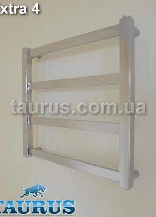 Компактный полотенцесушитель н/ж extra 4/ 450х500 мм. плоские трубы 30х10 и 30х30. водяной,  электро, комби