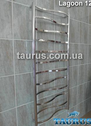 Высокий полотенцесушитель lagoon 12 /1250х500 для ванной комнаты с волновыми перекладинами