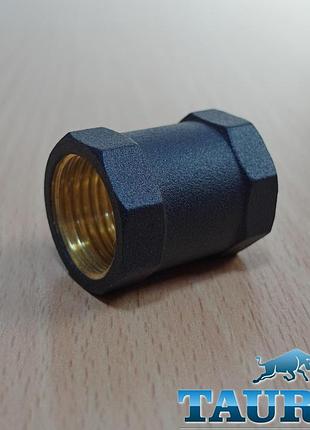Чёрная муфта black с резьбой 1/2"-1/2" внутренняя. соединительный бочонок для полотенцесушителей (чёрный сгон)