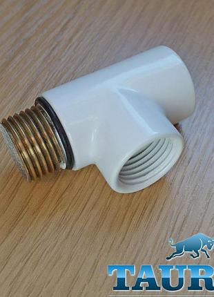 Тройник белый premium 1/2 white, уплотнительное кольцо для полотенцесушителей гибридных (электро+вода) taurus