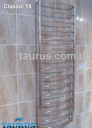 Громадный полотенцесушитель classic 15/ 1550x500 мм из н/ж стали с круглыми гнутыми перемычками. 1/2