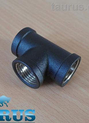 Тройник черный thermopulse black 1/2" с внутренней резьбой, для полотенцесушителей, латунь