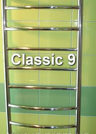Вузька класична сушарка для рушників classic 9/950х400 з н/ж сталі з круглою дугоподібною перемичкою
