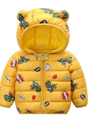Детская куртка демисезон с динозаврами демисезон желтая  92, 98, 122 см курточка