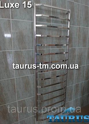 Высокий огромный полотенцесушитель luxe 15 /1550х500 из н/ж стали aisi304. плоские перемычки трапеция 20х10 мм