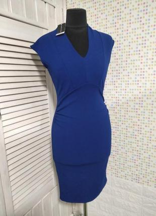 Платье стрейчевое платье миди футляр по фигуре электрик