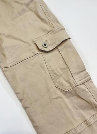 Бежевые джоггеры коттоновые карго брюки брюки с карманами джинсы хлопковые с манжетами4 фото