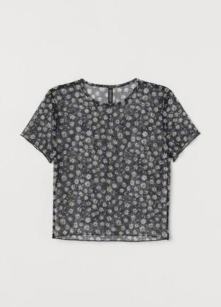 Сітчатий топ футболка в принт h&m&divided