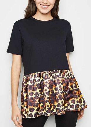 Новая брендовая футболка с баской "cameo rose" с леопардовым принтом. размер uk12/eur40.