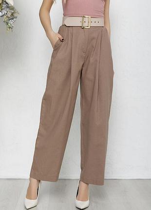 Коричневые коттоновые свободные брюки