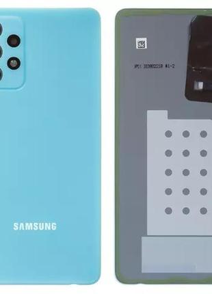 Задняя крышка samsung a525, galaxy a52 2021 с стеклом камеры, голубой
