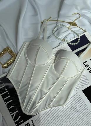 Роскошный бюстье – корсет, бюст на косточках твердая чашка 75в, 80в; 85с, 90с белый