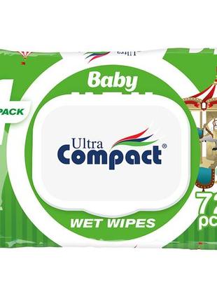 Ultra compact волога серветка дитяча ecopack 72шт з клапаном
