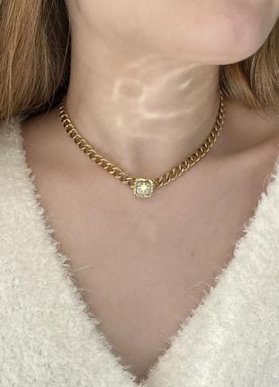 Золотистий ланцюжок на шию, підвіска, кольє