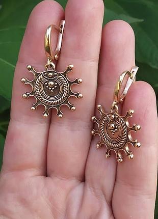 Серьги "колты" в этно стиле из ювелирной бронзы
