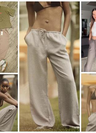 Круті текстуровані брюки zara в піжамному стилі. поточна колекція