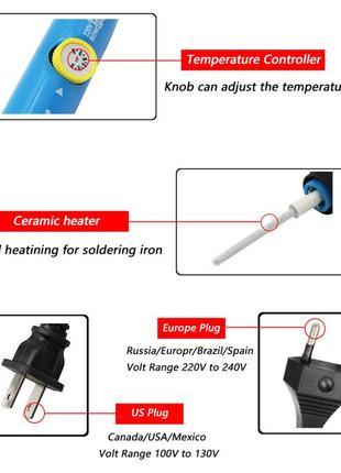 Паяльник 220v с регулятором температуры 200-450 градусов 60w5 фото