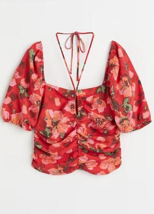 Брендовая блуза топ в цветочный принт h&m этикетка