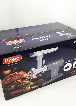 Мясорубка magio mg-271 premium line, электрическая мясорубка с насадками, электромясорубка ob-989 для шинковки