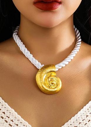 Ретро кольє вінтажне бохо   мушля велика ракушка равлик новинка magelite
