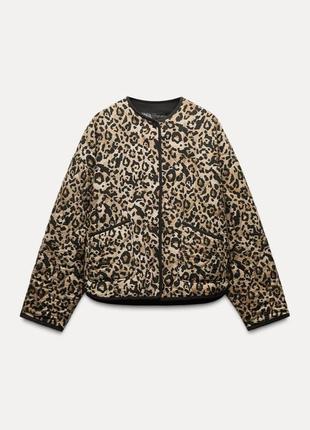 Стеганая куртка zara легкая куртка zara куртка с лепардовым принтом