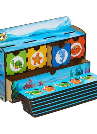 Деревянная настольная игра "морские жители-2" ubumblebees (псд004) psd004 сортер-комодик