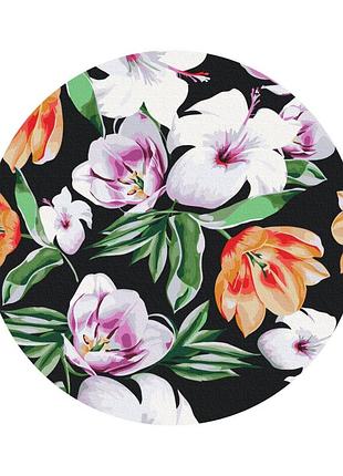 Картина за номерами кругла brushme 30см "квіти в тропіках (розмір m)" rc00016m