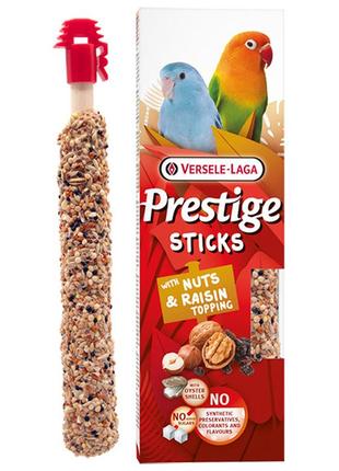 Versele-laga prestige sticks small parrot nuts & raisin topping верселе-лага горіхи та родзинки ласощі для хвилястих папуг 2х30г
