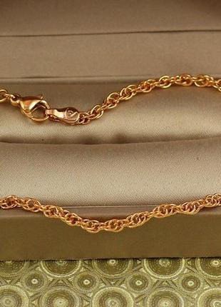 Браслет xuping jewelry кордовый 20 см 3 мм золотистый2 фото