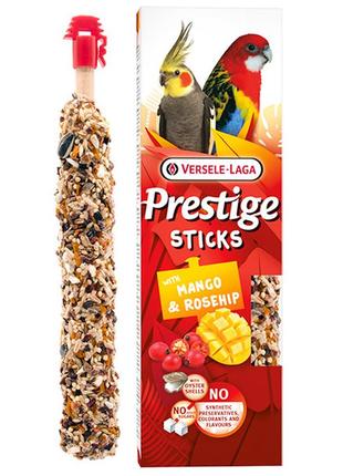 Versele-laga prestige sticks parrots mango & rosehip верселе-лага манго та шипшина ласощі для великих і середніх папуг 2х70г
