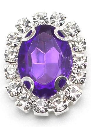 Камень в серебристой оправе 2*1,5 см фиолетовый
