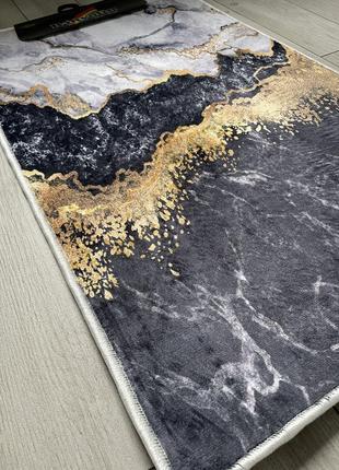Універсальний килим 1.2x1.8 м на гумовій основі digital bamboo біло-чорний мармур коричневий а1408 фото