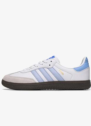 🔴 топ якість — без передоплати! качественные кроссовки adidas samba og 'white halo blue'