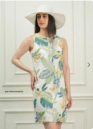 Оригинальное льняное платье от бренда peacock свободного кроя