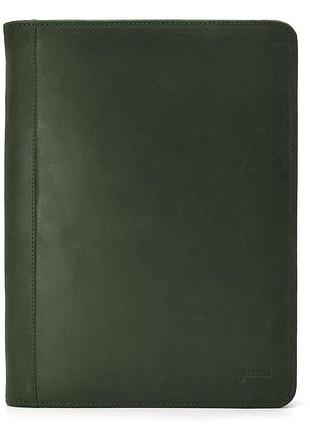 Шкіряна папка для ділових документів а4+, органайзер tarwa re-1294-4lx зелена