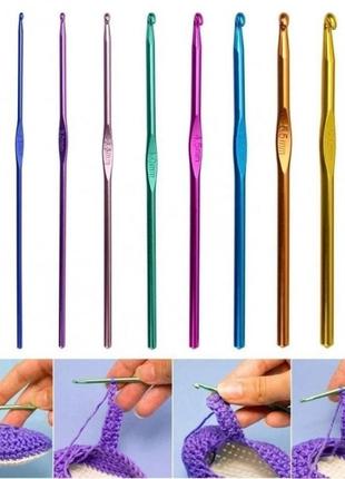 Набор для вязания, разноцветных алюминиевых крючков для вязания, швейные принадлежности. 100 шт5 фото