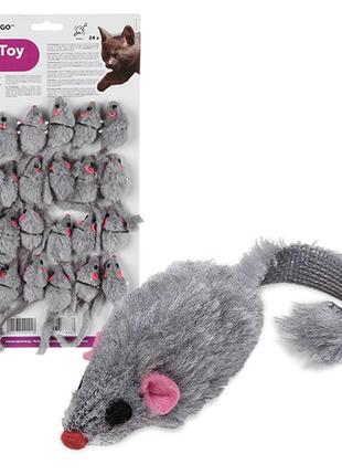 Flamingo furry mouse grey фламінго миша сіра іграшка з брязкальцем і котячою м’ятою для котів