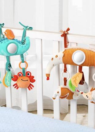 Подвесная игрушка для детской кроватки коляски игрового центра ежик с зеркалом2 фото